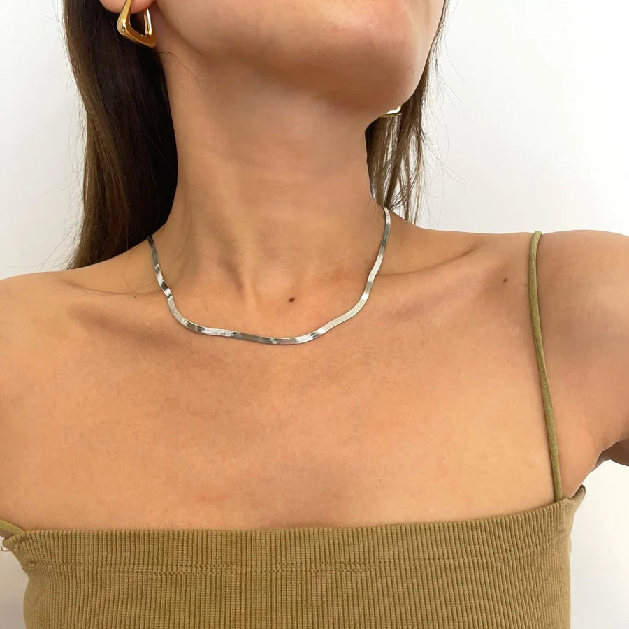 Silver Herringbone Necklace