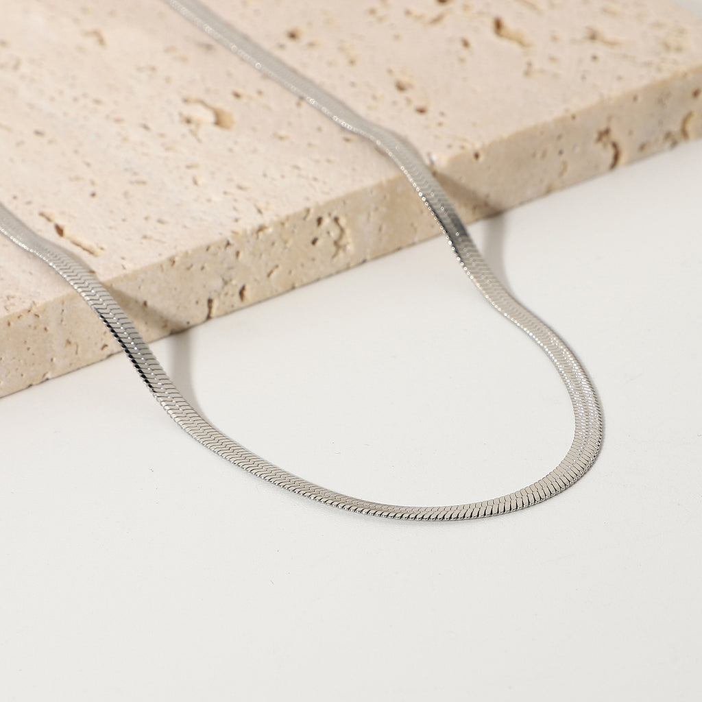 Silver Herringbone Chain Necklace