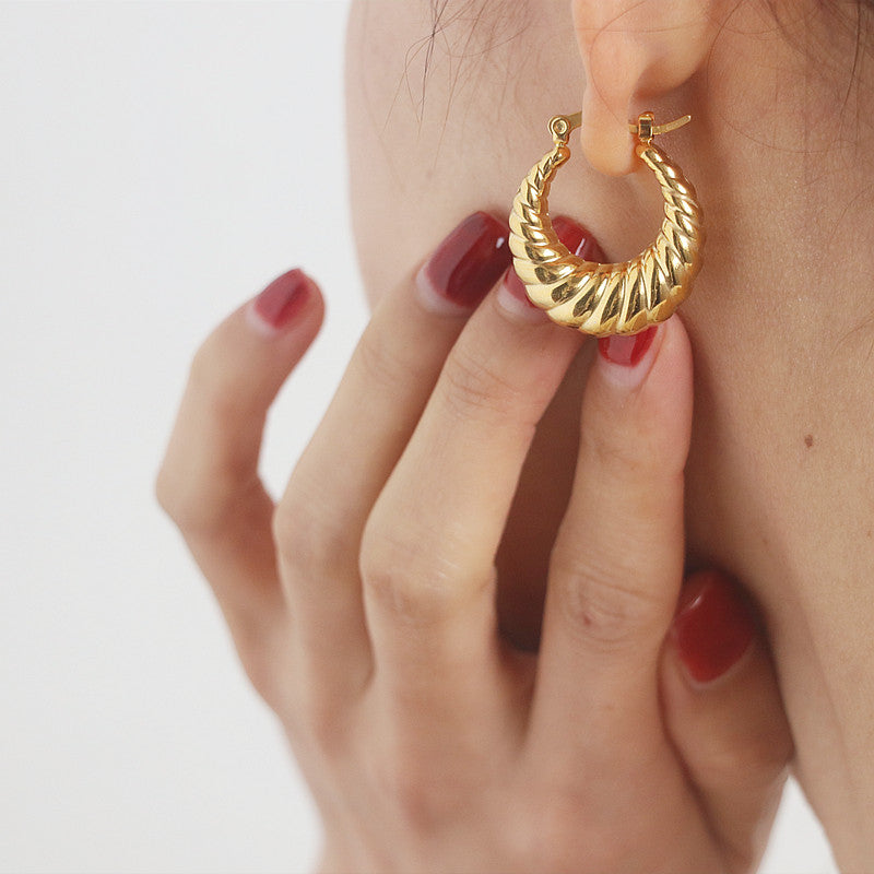 Gold Croissant Hoop Earrings